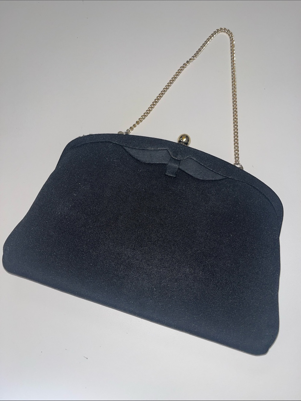 Source Unknown Vintage Black Evening Clutch with Gold Chain